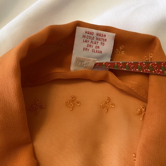 Erika Brooke Ladies Semi Sheer Orange Button Down Short Sleeve Size 20 - Picture 6 of 8
